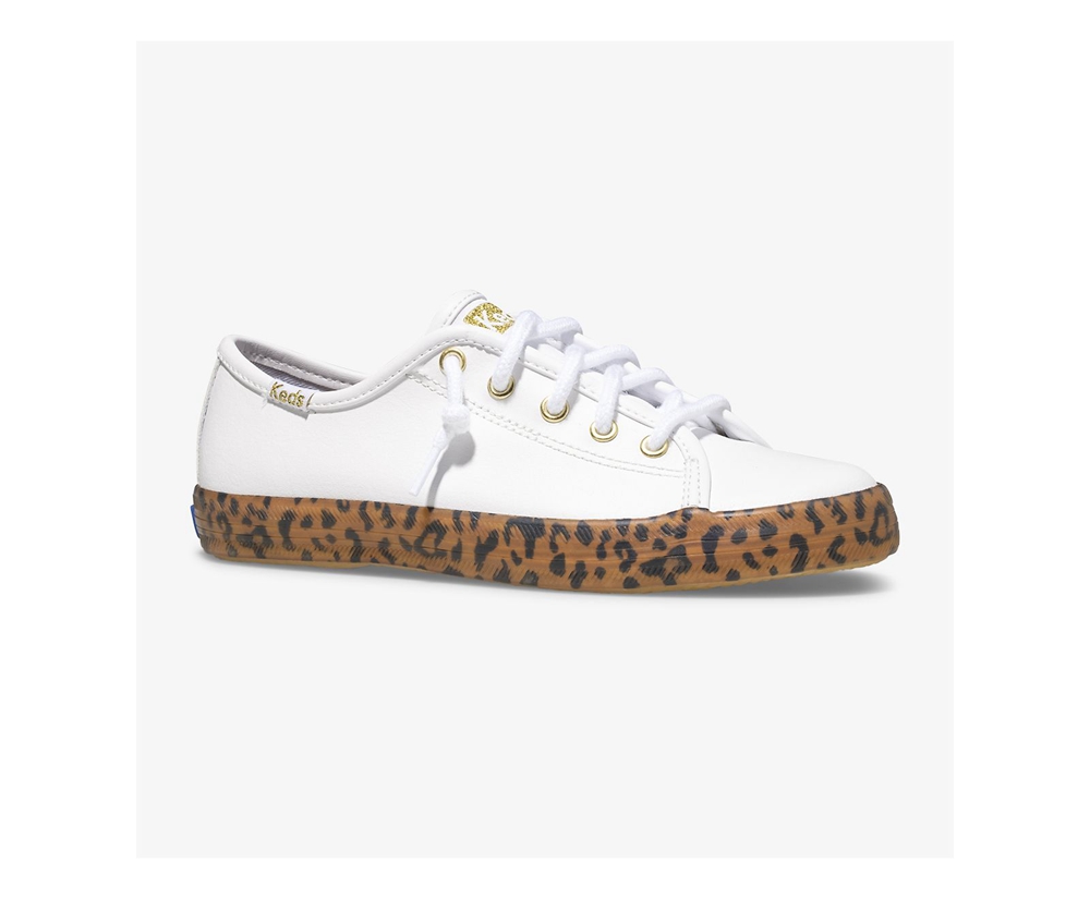 Basket Keds Enfant Blanche - Kickstart Leopard Foxing - 806-DFZKAT